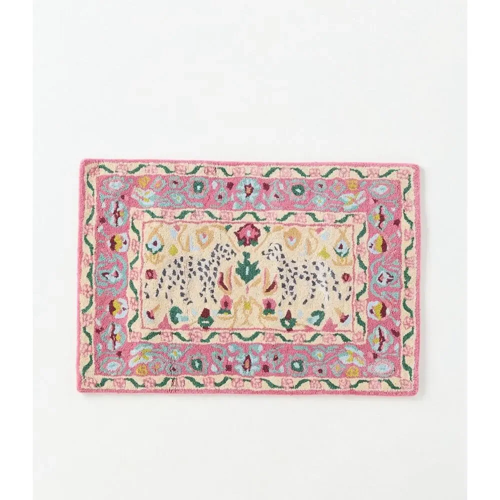 Anthropologie Parcie Hand Tufted Wool Blend Leopards Rug, 2x3